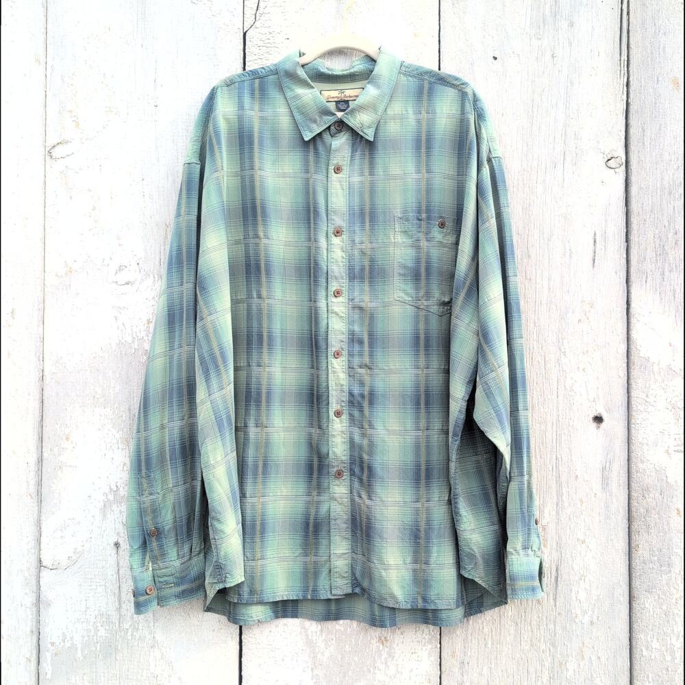 Tommy Bahama 100% Silk Hawaiian Long Sleeve Button Down Shirt Men's 2XL